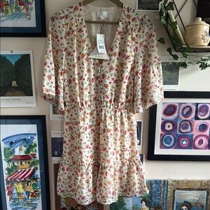 NWT Lost + Wander Love In Bloom Ivory Floral Womens Mini Dress Sz Small